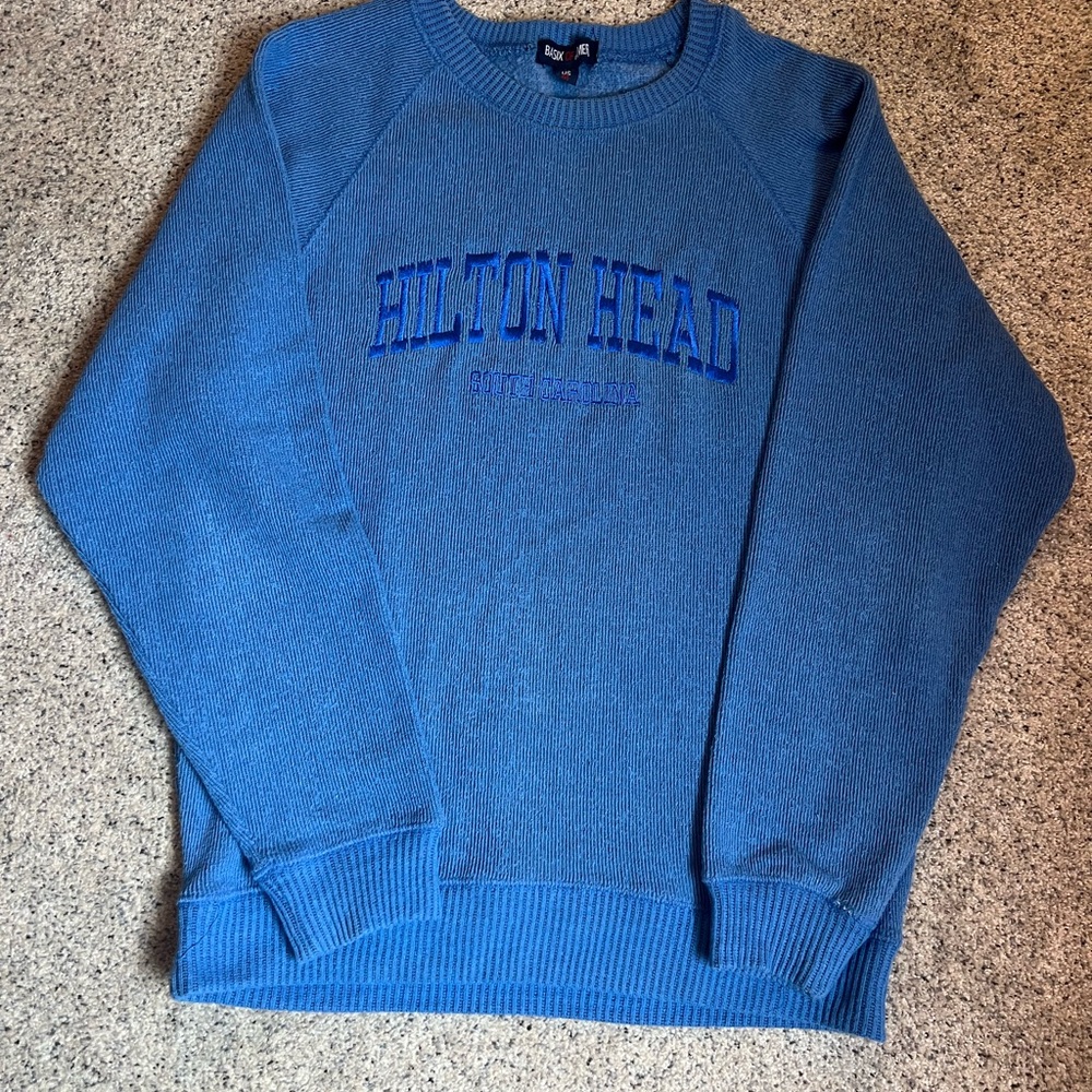 Hilton Head Island Knit Fleece Lined Sweatshirt Women’s Medium Blue, EUC